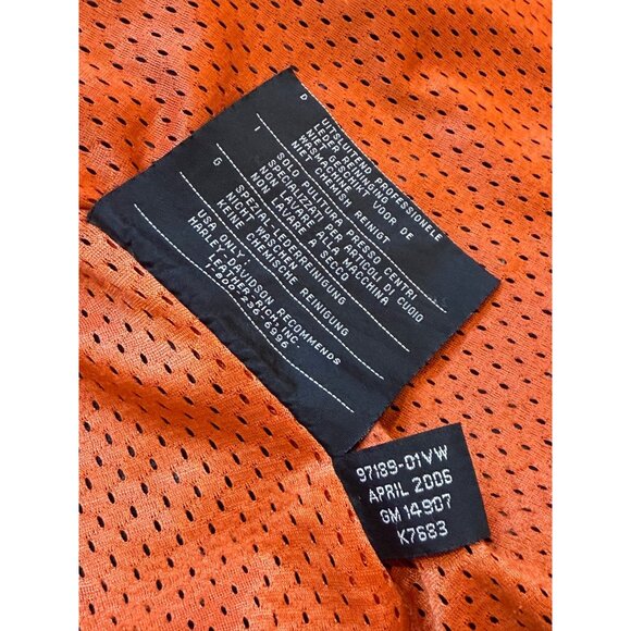 Vintage Harley Davidson Womens Black Leather Embroidered Jacket Orange Mesh Lini - Picture 11 of 13